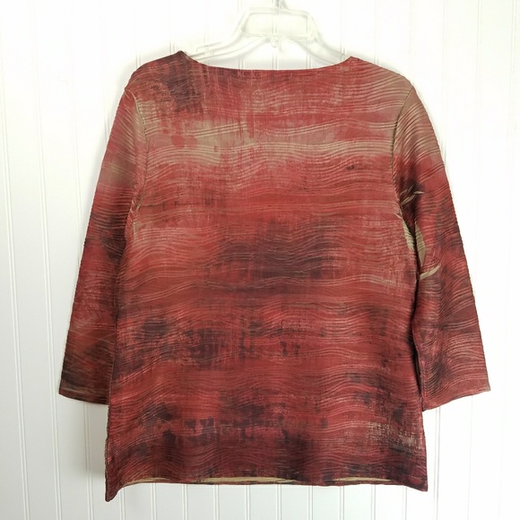 Coldwater Creek Cranberry & Orange 3/4 Sleeve - Picture 3 of 5